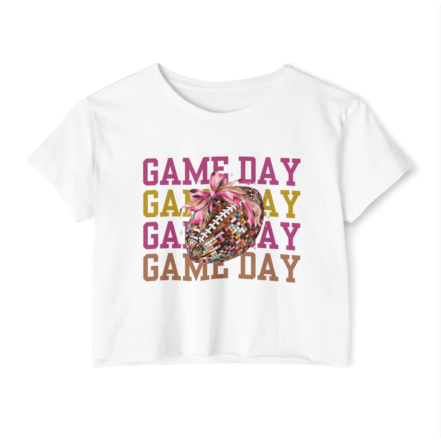 Women's Game Day Glitter Crop Shirt