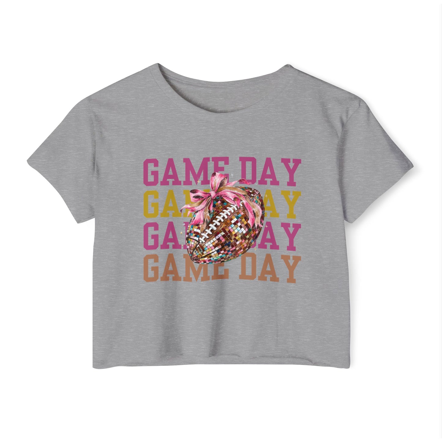 Women's Game Day Glitter Crop Shirt